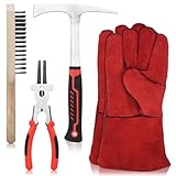 4Pcs Welding Slag Removal Tool Set, Welding/Chiseling Hammer, with Forged Steel Construction and Shock-Absorbing Handle, Welding Slag Removal Tools for Cleaning and Slag Removal