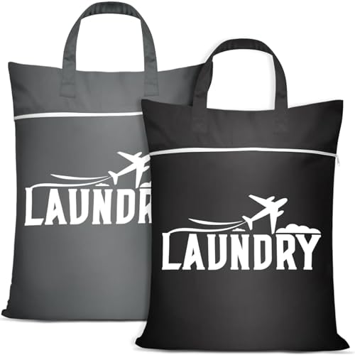 2 Pièces Sac à linge de voyage avec fermeture éclair, grand sac à linge de voyage,sac à linge étanche, sac à vêtements sales pour les voyages, Wet Dry Bag Pour Fitness, Natation, Camping(Noir + Gris)