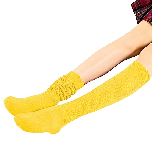 Image of DOOVID Slouch Knee High Cotton Long Scrunch Boot Socks for Women