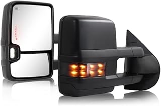Towing Mirror for Silverado Sierra - 2007-2013 Chevy Silverado 1500 GMC Sierra 2014 2500HD 3500HD Tow Mirror with Side Mirror Power Adjusted Heated Glass Turn Signal Backup Light