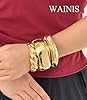 WAINIS 3Pcs Chunky Gold Bangle Bracelets for Women Trendy Wide Wrist Cuff Bracelets Stack Statement Bangle Fashion Gift #5