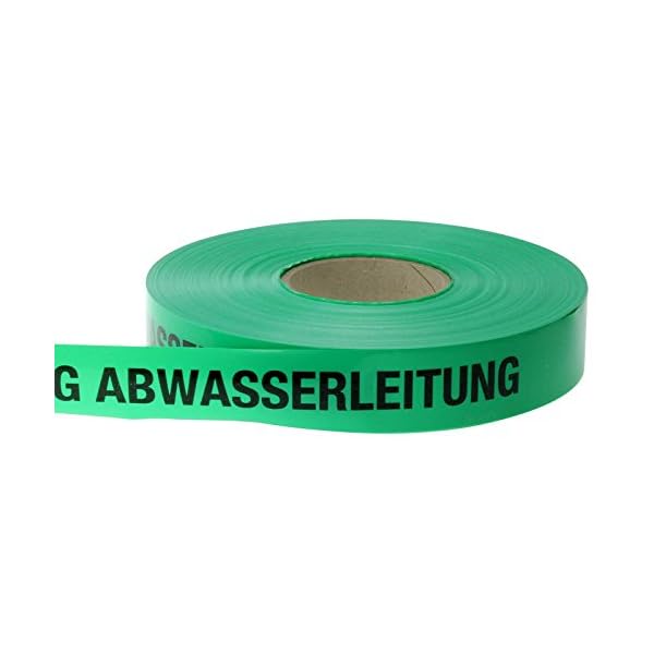 ACHTUNG ABWASSER/ABWASSERLEITUNG grünes Trassen-Warnband Trassenband Warnband 250 m x 40 mm