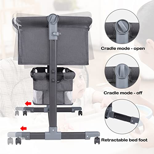 Ricuton Baby Bassinet Bedside Sleeper, 3 In 1 Bedside Bassinet For Baby With Mosquito Nets And Wheels, Large Storage Bag, Heigt Adjustable, Easy Assemble #TOP4