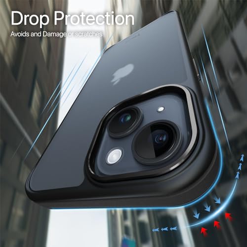 Image of Vaku Luxos Elemento Series Back Cover Case for iPhone 15 Plus Metal Frame Camera Bump Shockproof Scratch Resistant Slim Thin Military-Grade Protection- Black