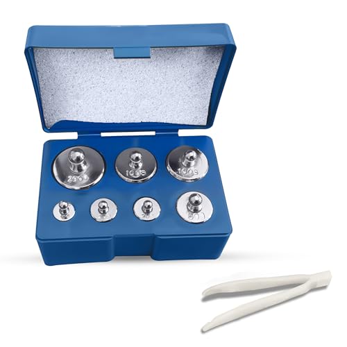 Trimming Shop Báscula de 500 g, cromada para una calibración precisa y Comprobar la precisión de balanzas Digitales y de Bolsillo, Joyas y básculas de Cocina (7 Unidades)