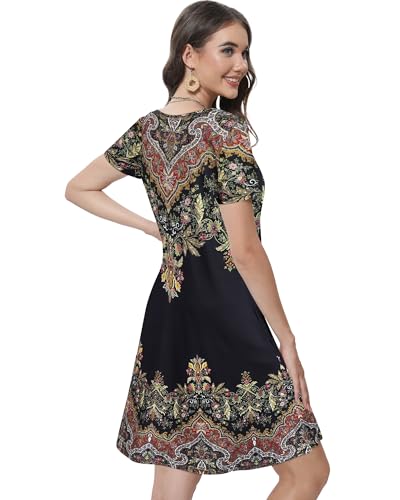 Image of Summer Dresses for Women Casual Tshirt Short Sleeve Floral Sundress Beach Cover Ups with Pockets 2026