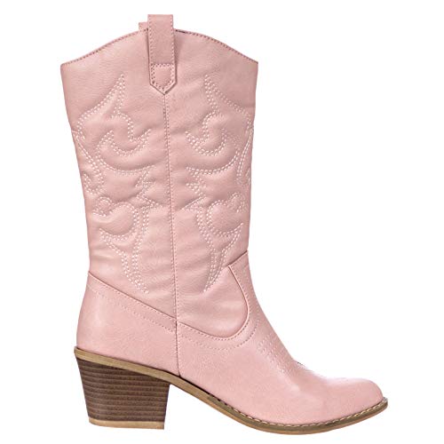 Charles Albert Womens Boot Embroidered Modern Western Cowboy, Blush (6) Cowboy Style_Blush_6 #TOP1