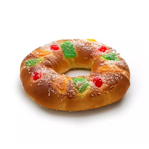 DELICIXIMO - Roscón de Reyes Clásico Sin Relleno (500g) - Bollo Tradicional de Navidad con Fruta Confitada - Masa Brioche Tierna para Desayuno o para Rellenar al Gusto