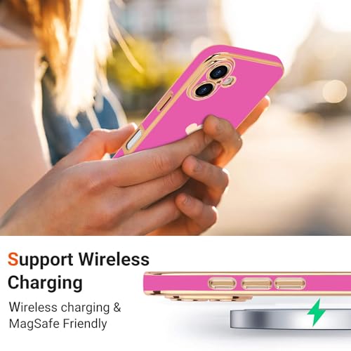Teageo for iPhone 16 Case with Screen Protector [2 Pack] Girl Women Cute Girly Love-Heart Luxury Gold Soft Cover Camera Protection Shockproof Phone Case for iPhone 16, Rose Pink by Teageo - Image 5