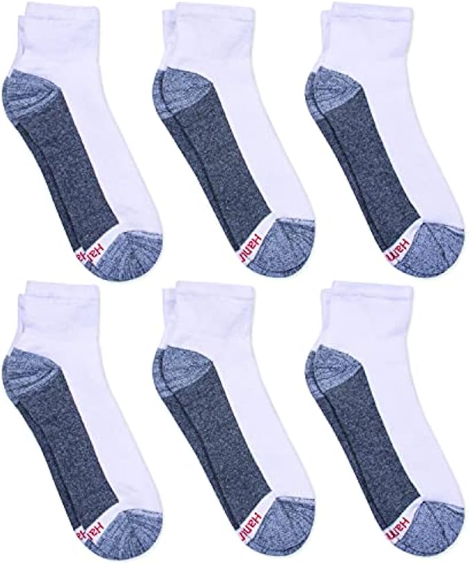 Hanes mens Hanes Men's Socks, 6-pair Pack Max Cushion Ankle, White/Grey Foot Bottom, 6 12 US