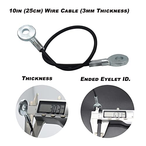 Bytiyar 10 Pcs 10 Inch (25Cm) 3Mm Thickness Galvanized Steel Wire Cable Eyelets Ended Short Rope Lanyard Safety Tether Chain Lock With Vinyl Coated Cover Black #TOP1