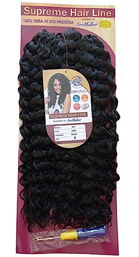 Ser Mulher JOY - Extensión de pelo rizado 60Cm para Crochet Braids 100% Aspecto Natural Extensiones de Cabello Peso: 300 gr trenzas de ganchillo (2 Negro Natural)