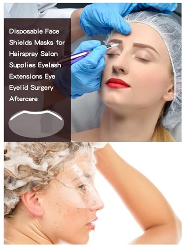 EBANKU 50 Pcs Microblading Shower Face Shields Visors, Disposable Face Shields Masks Makeup Eye Shield for Hairspray Salon Supplies and Eyelash Extensions Eye Eyelid Surgery Aftercare