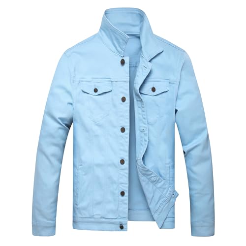 Image of RANMCC Men's Stretch Vintage Washed Long Sleeve Denim Jacket