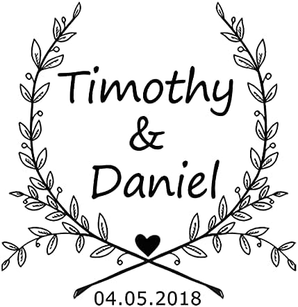 Custom Rubber Self Inking Stamp-Personalized Wedding Stamp,Use in Wedding Invitations, Save The Dates, RSVP Cards (Leaves 3)