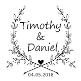 Custom Rubber Self Inking Stamp-Personalized Wedding Stamp,Use in Wedding Invitations, Save The Dates, RSVP Cards (Leaves 3)