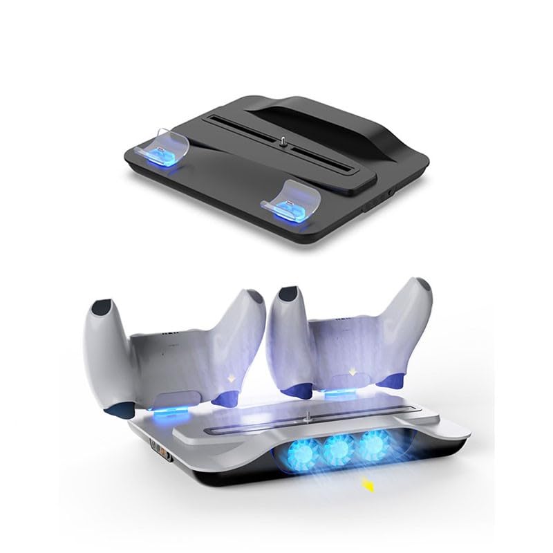Stazione di ricarica per controller con 3 ventole di raffreddamento e indicatore LED per console PlayStation 5, nero