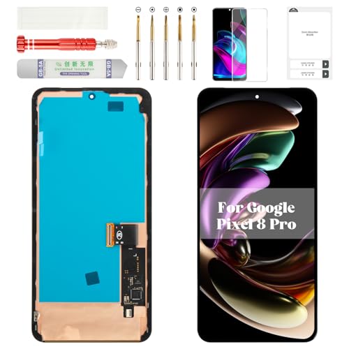 OLED for Google Pixel 8 Pro LCD for Pixel 8 Pro Screen Display Repair for Pixel 8 Pro Digitizer Touch Assembly Kits with Frame GC3VE G1MNW Black