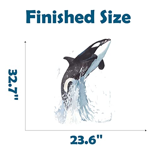 Royolam Killer Whale Jumping Out Of The Water Wall Decal Nursery Orca Sea Animal Wall Sticker Removable Peel And Stick Waterproof Wall Art Decor Stickers For Kids Baby Classroom Preschool Living Room Playing Room Bedroom School #TOP4