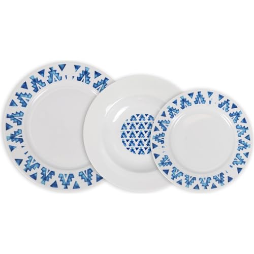 La Mediterránea Vajilla Completa 12 Piezas de Vidrio Templado - 4 Platos Llanos, Hondos y de Postre - Colección Marvin