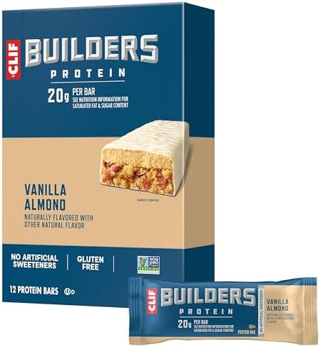 CLIF BUILDERS Protein Bars - Vanilla Almond Flavor - 20g Plant Ba...