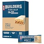 CLIF BUILDERS Protein Bars - Vanilla Almond Flavor - 20g Plant Based Protein - Gluten Free - Non-GMO - Low Glycemic - No Artificial Sweeteners - 2.4 oz. (12 Pack)