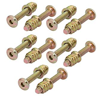 NUNHATIA (Combo Set - 15 Pcs) M6X40 MM Allen JCB Screw with M6x13 mm D-Nut Interface Thread with 1 Allen Key?| Alloy Steel JCB Screw and Wood Insert D-Nut Interface, Furniture?Bolt, Barrel Bolt