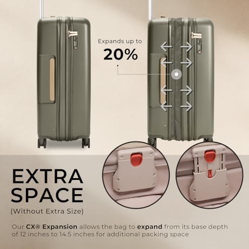 Briggs & Riley 30" Large Expandable Spinner - Checked Luggage for Travel, Suitcases with Wheels, Hardside Rolling Bag for Men & Women, Self-Repairing Zipper - Sympatico Collection, Olive3