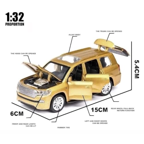 Image of Toyota Land Cruiser LC300 1:32 Diecast Scale Model Alloy Metal Pull Back Toy car for Kids with Openable Doors & Light, Music Toy Vehicle for Kids - Colors as Per Stock(Design-40)