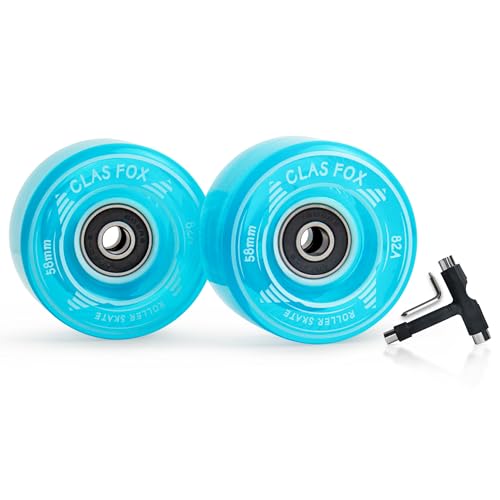 CLAS FOX Roller Skate Wheels Outdoor or Indoor 58mm32mm 82A (Set of 8) (Blue)