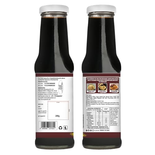Image of KEYA Dark Soy Sauce 200 G|Rich & Flavorful|Tangy,Fresh & Spicy|Chinese Restuarant Style|Soy Sauce For Cooking,Marinades,Stir-fries,And Dipping|Ideal For Stir-Fried Dishes,Soups,And Sauces