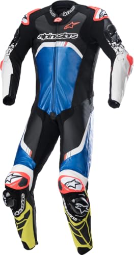 Alpinestars GP Tech v4 One-Piece Leather Suit (Tech Air Compatible) (54) (Black/Blue/Yellow)