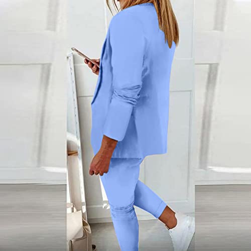 Womens Business Professional Outfits Two Piece Blazer Pants Set Casual Work Jacket Straight Leg Pants Dressy Pant Suit3