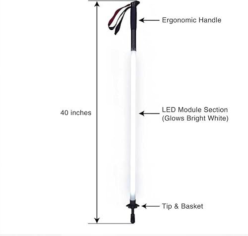 Miniatura 2 de Ilumina tu sendero bastón de seguridad LED premium  Aluminio de grado aeroespacial y PC duradero, IP55 impermeable para senderismo nocturno y
