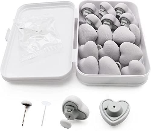 MQUPIN Quilt Fixing Clips,16 Pcs Duvet Cover Clips,Mushroom Round Fixing Clips with Buttons,Bedroom Duvet Fixing Holder Quilt Cover Pins with Box(Grey)