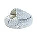 Souarts Rond Lit de Chien Chat Doux Chaud d'animal Rond Tissu Peluche Grand Matelas Épais Extra-Doux Confortable Automne et Hiver Coussin Sommeil Profond Litière Mode Professionnelle (Gris 1，50*50cm)