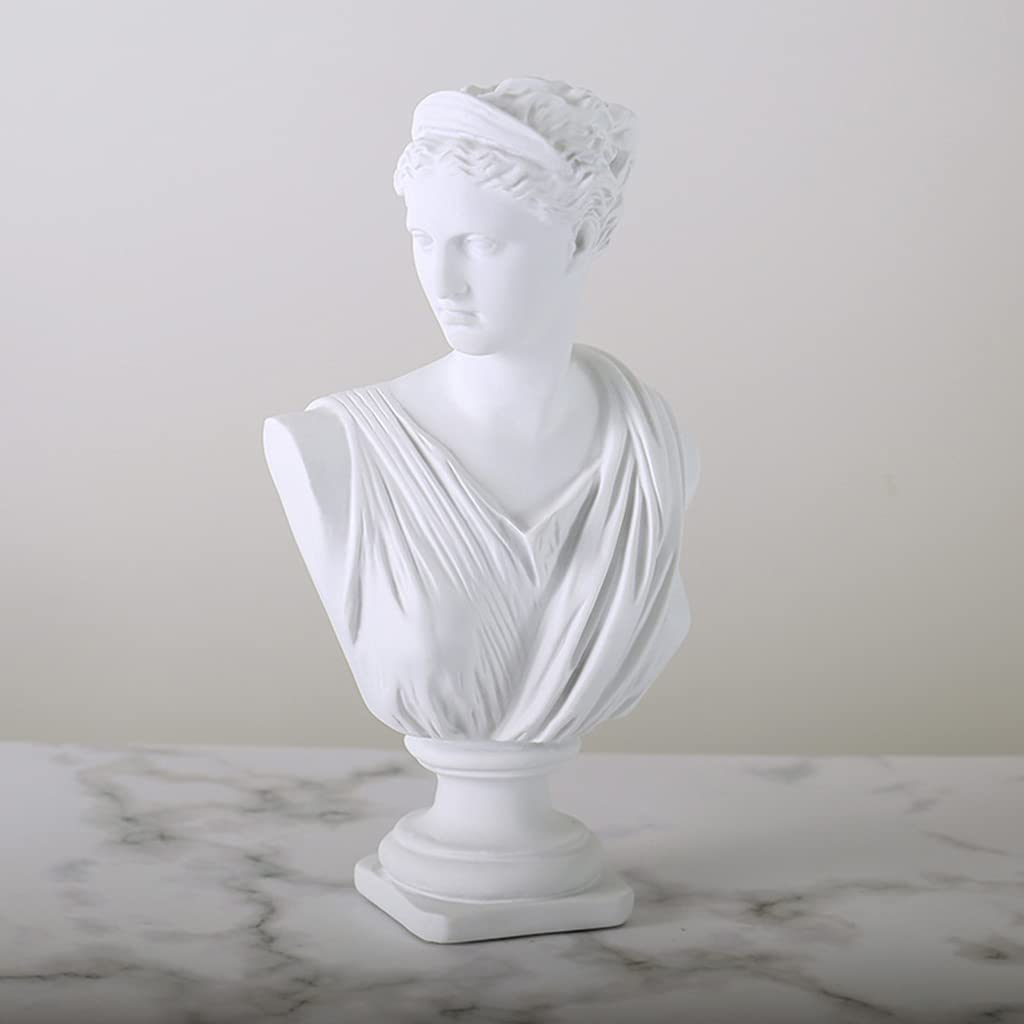 Baoblaze 12 Pouces Classique Grec Diana Buste Statue Ancienne Grecque Sculpture Figurine décor Maison résine Artisanat pour Croquis Pratique, Blanc