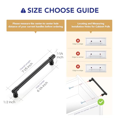 Image of Ravinte 10 Pack 6-1 /4 Inch Hole Center Solid Kitchen Cabinet Handles Matte Black Dresser Pulls Cabinet Drawer Pulls for Kitchen Cupboard Hardware