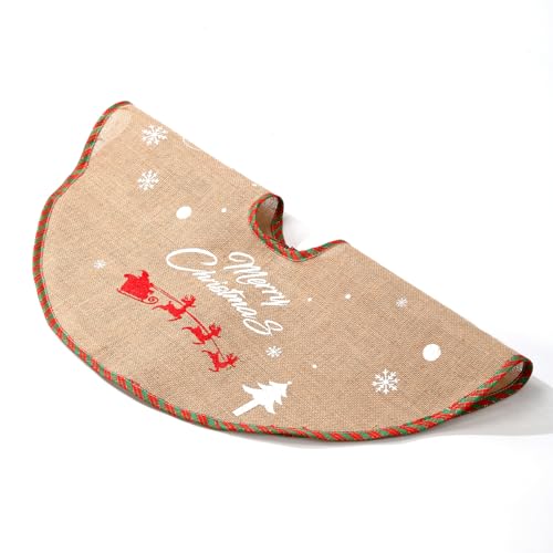 Burlap Christmas Tree-Skirt Fall Decorations - 30 Inch Vintage Rustic Farmhouse Holiday Indoor Decor White Snowflake Reindeer Deer New Santa Wedding Party Jute Tree Skirt by Lasting Surprise - Image 2