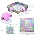Tamiplay Foam Play Mat for Kids，25Pcs Square Interlocking Puzzle Floor Mat，Baby Play Mat Floor Mat Foam Puzzle Playmat for Toddlers with Fence（Mash Up-CSH023