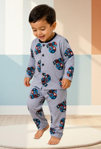 Image of 3BROS BodySuit /Dress for Boys /Girls Full Pajama & Casual Full Sleeves Night Suit Top Combo Kids Set