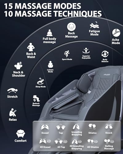 PUDO 4D Massagesessel Massagestuhl Ganzkörpermassage: Massagesessel mit Wärmefunktion Massage Stuhl Massage Chair - Schwarzgrau – Bild 4