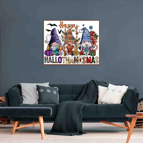 Image of Halloween Cross Stitch Kits for Adults Beginner,Gnome Counted Cross Stitch Kits Printed Stitching Cute Patterns Dimensions Needlepoint Art Crafts Embroidery Kits for Adults Beginners (15.7x11.8 inch)