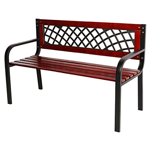 INDA-Exclusiv Massivholz Parkbank aus Matall und Holz Gartenbank Sitzbank Farbe Braun/Schwarz 120 x 55 x 74 cm