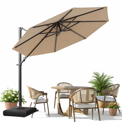 Image of THESHELTERS - Premium Garden Umbrella 360 Degree Rotating Stylish and Durable Outdoor Garden Umbrella with Heavy-duty Water Base (95Kgs)- Patio and Lawn Umbrella, 2.5x2.5m Big Size Outdoor Umbrella with Stand