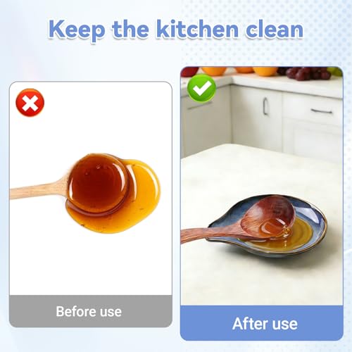 Ceramic Spoon Rest with Spiral Design, 2 Pcs Handcrafted Glazed Stoneware Spoon Holder Teaspoon Rest Heat Resistant Dishwasher Safe Modern Farmhouse Kitchen Decor Accessories for Spoons - Image 6