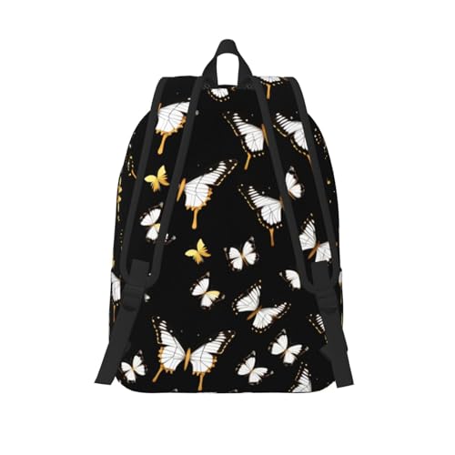 Bolsa de computadora EdWal con estampado sofisticado de mariposas blancas y doradas 3