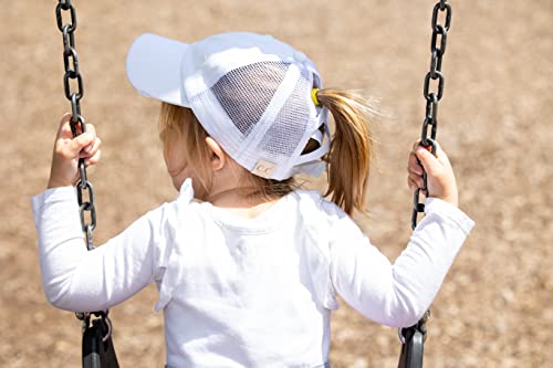 Image of Funky Junque Girl's Criss Cross Hat Messy Bun High Ponytail Kids Baseball Cap