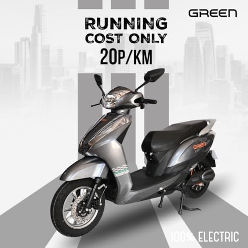 Image of Green Elaan Low Speed Electric Scooter Non RTO 60KM Range Grey with Portable Charger