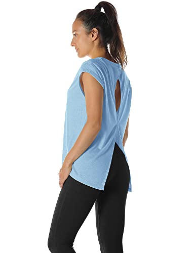 icyzone Dames Fitness Yoga Korte Mouw Shirt Rugvrij Gym Top Sport T-shirt, 2-pack - Afbeelding 6